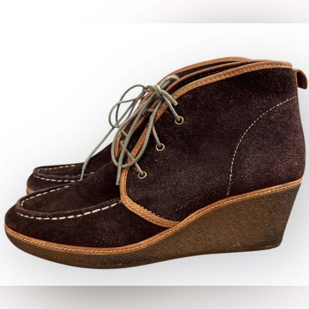 Olukai Wali Wedge Brown Suede Booties | Coastal Cowgirl Boho Chic Ankle Boots‎ 8